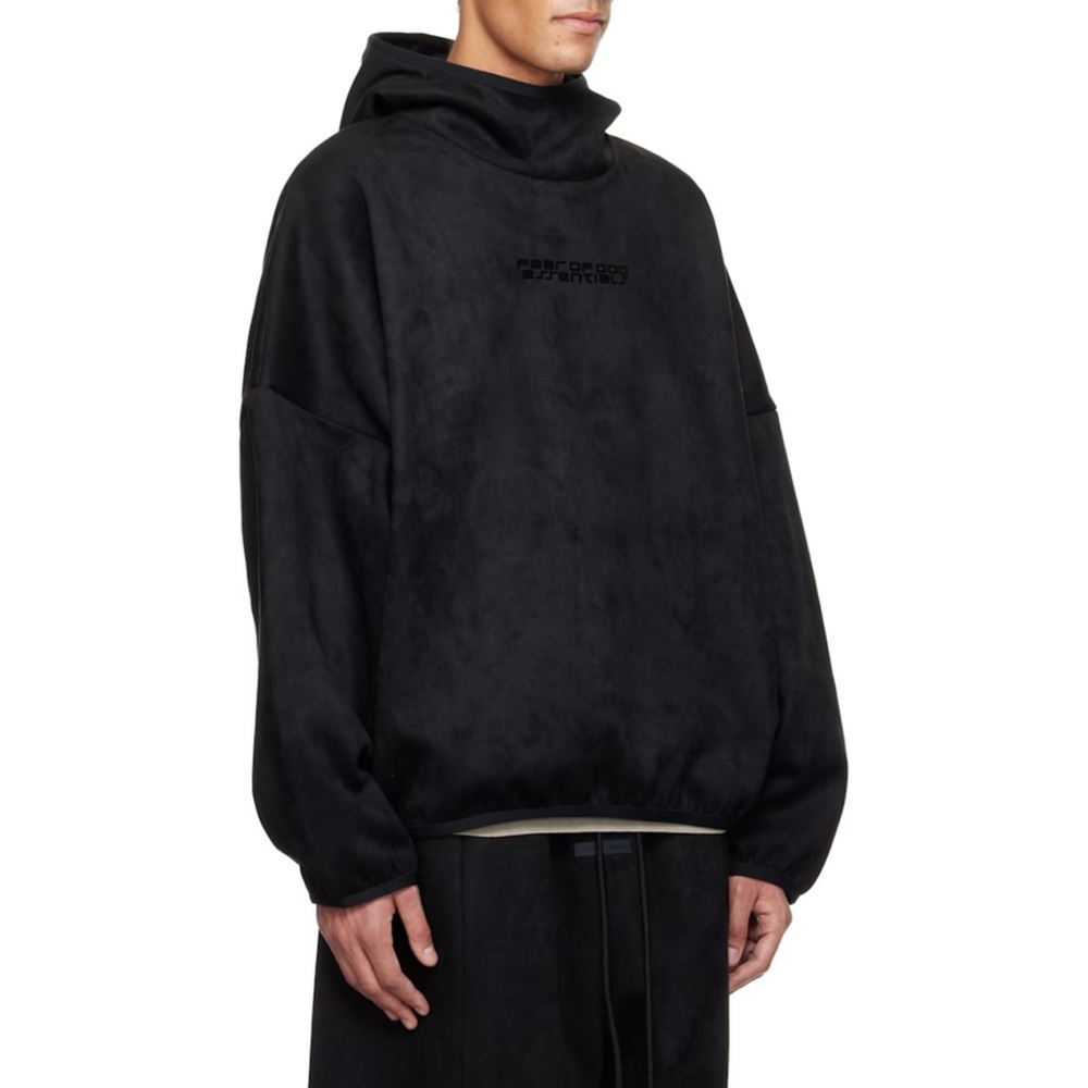 FEAR OF GOD ESSENTIALS Black Faux Suede Fleece Modern Hoodie